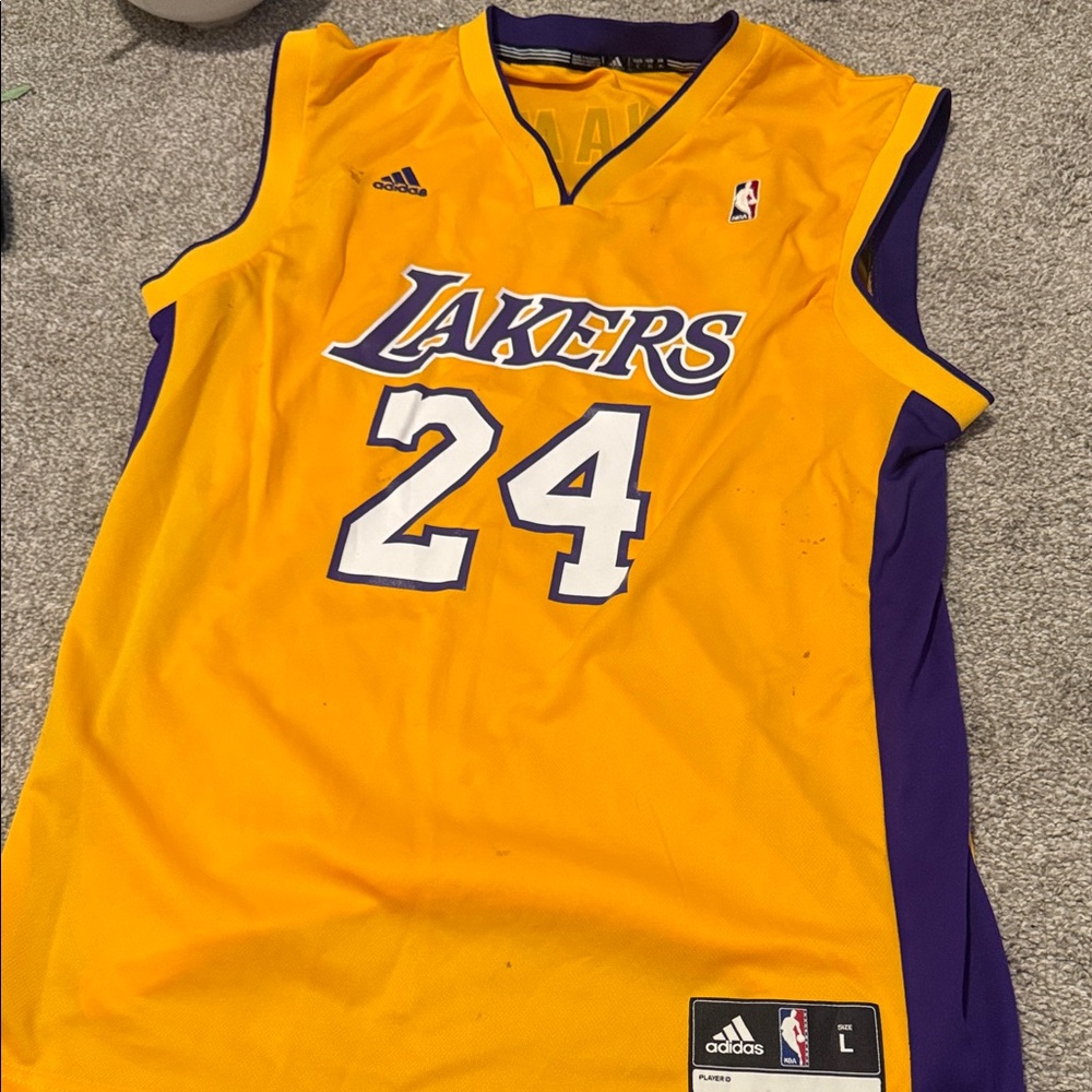 Adidas Lakers Gold and Purple Basketball Jersey